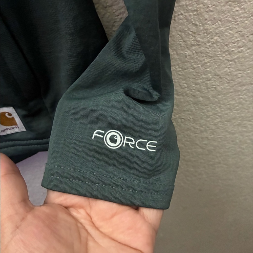🆕Carhartt Women's Forest Green Force Relax Fit Half Zip Hooded T-Shirt S🆕 - Picture 8 of 15